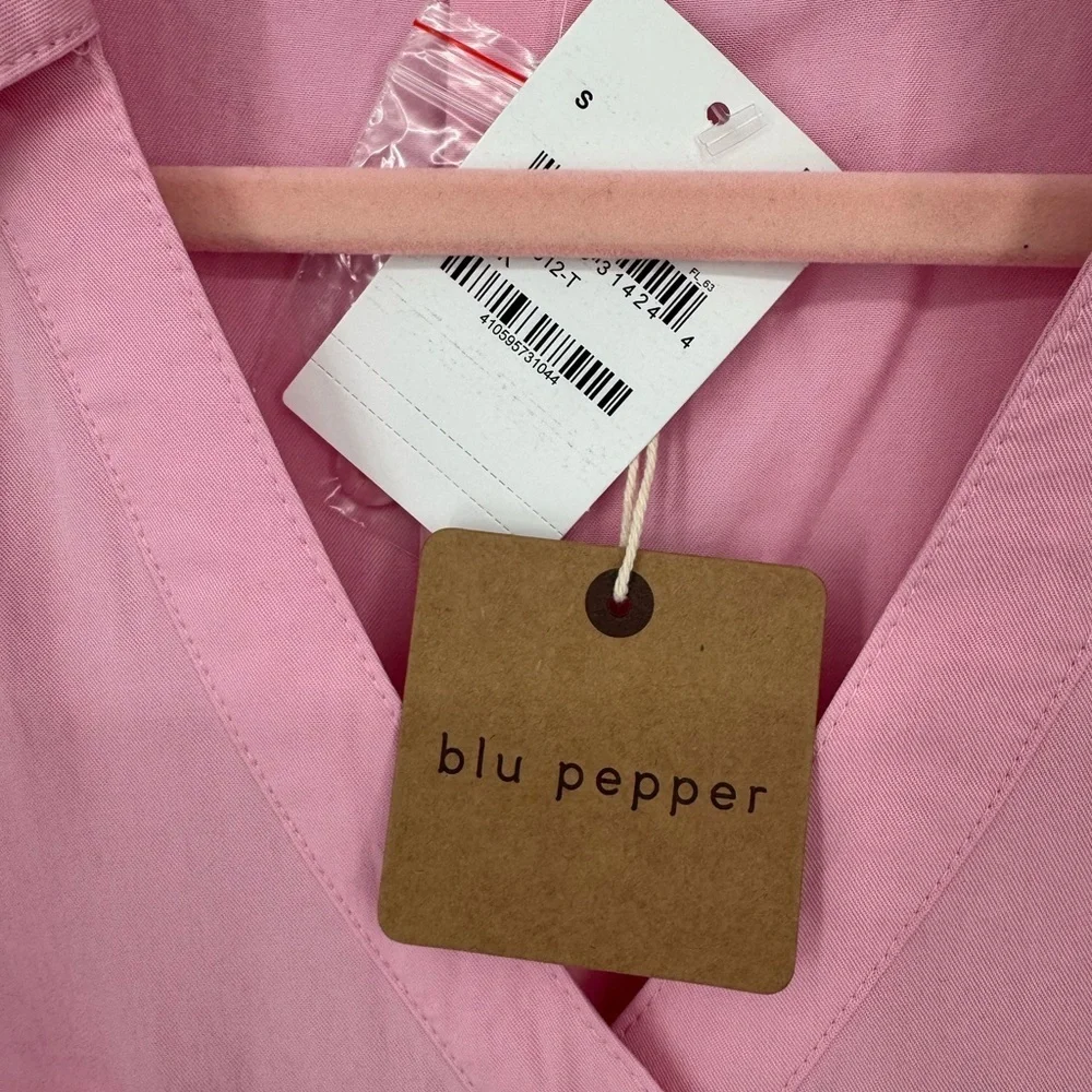 Blu Pepper Women's Pink Button Down Shirt Oversized Size Small NWT Barbiecore